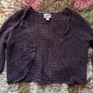 Christopher and Banks Vintage purple hand crochet cardigan cropped sweater M